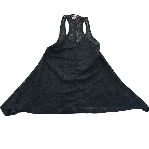 Ocean Pacific Womens Tank Top Small Sheer Black Lace Racerback Casual Cover Up - Picture 1 of 9
